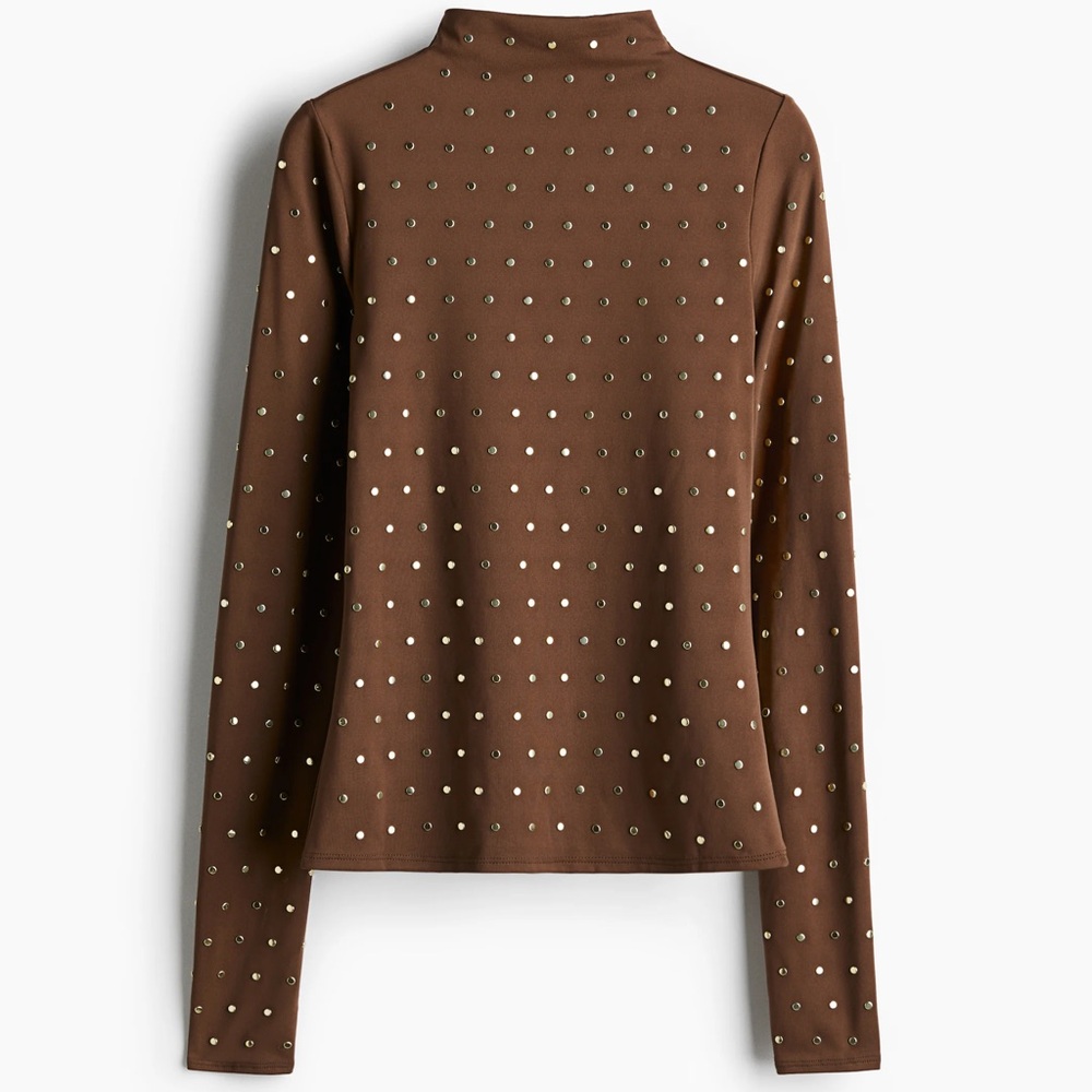 H&M studded brown mockneck.